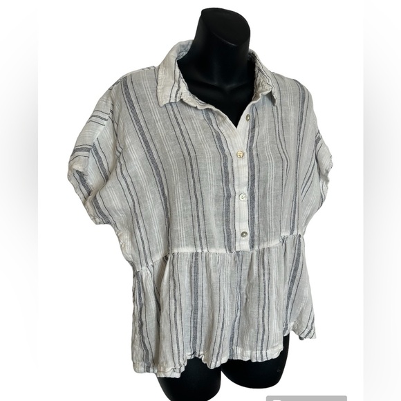 Cynthia Rowley white and blue striped blouse - Picture 2 of 6